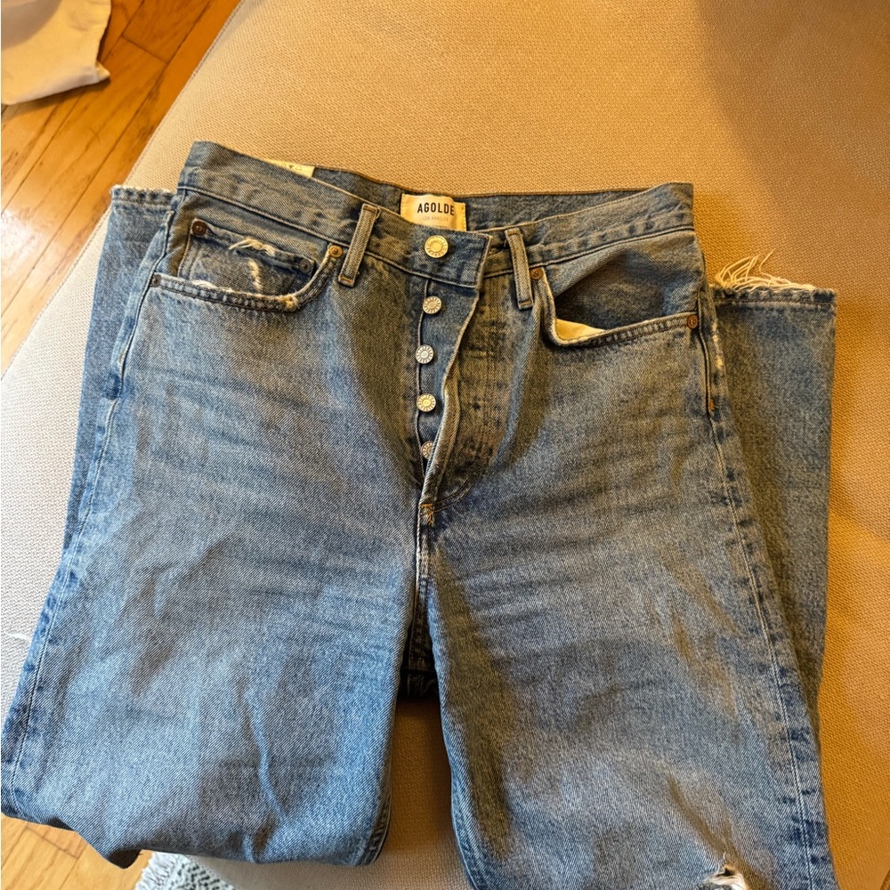 Agolde Blue Straight Jeans
